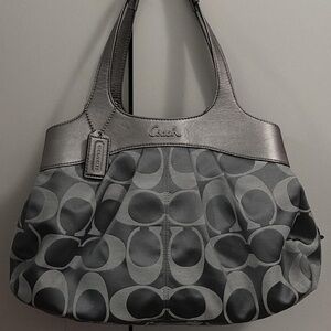 Coach Metallic Silver and Gray Shoulder Bag